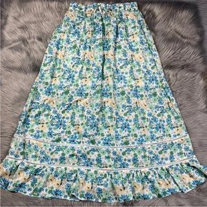 Petal & Pup Green Blue White Floral Cottagecore Skirt Size 6